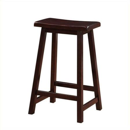 LINON 24 In. Saddle Counter Stool 98441DKBRN01